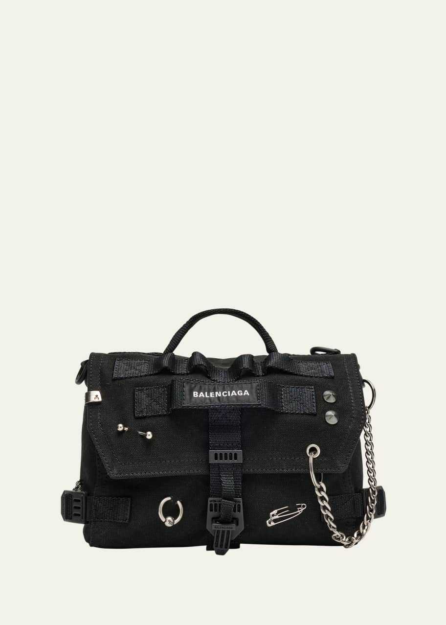 Balenciaga Men's Pierced Canvas Army Messenger Bag - Bergdorf Goodman