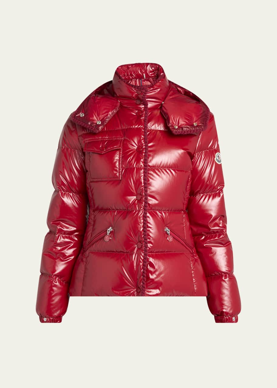Moncler Glareins Hooded Short Down Jacket with Braided Trim