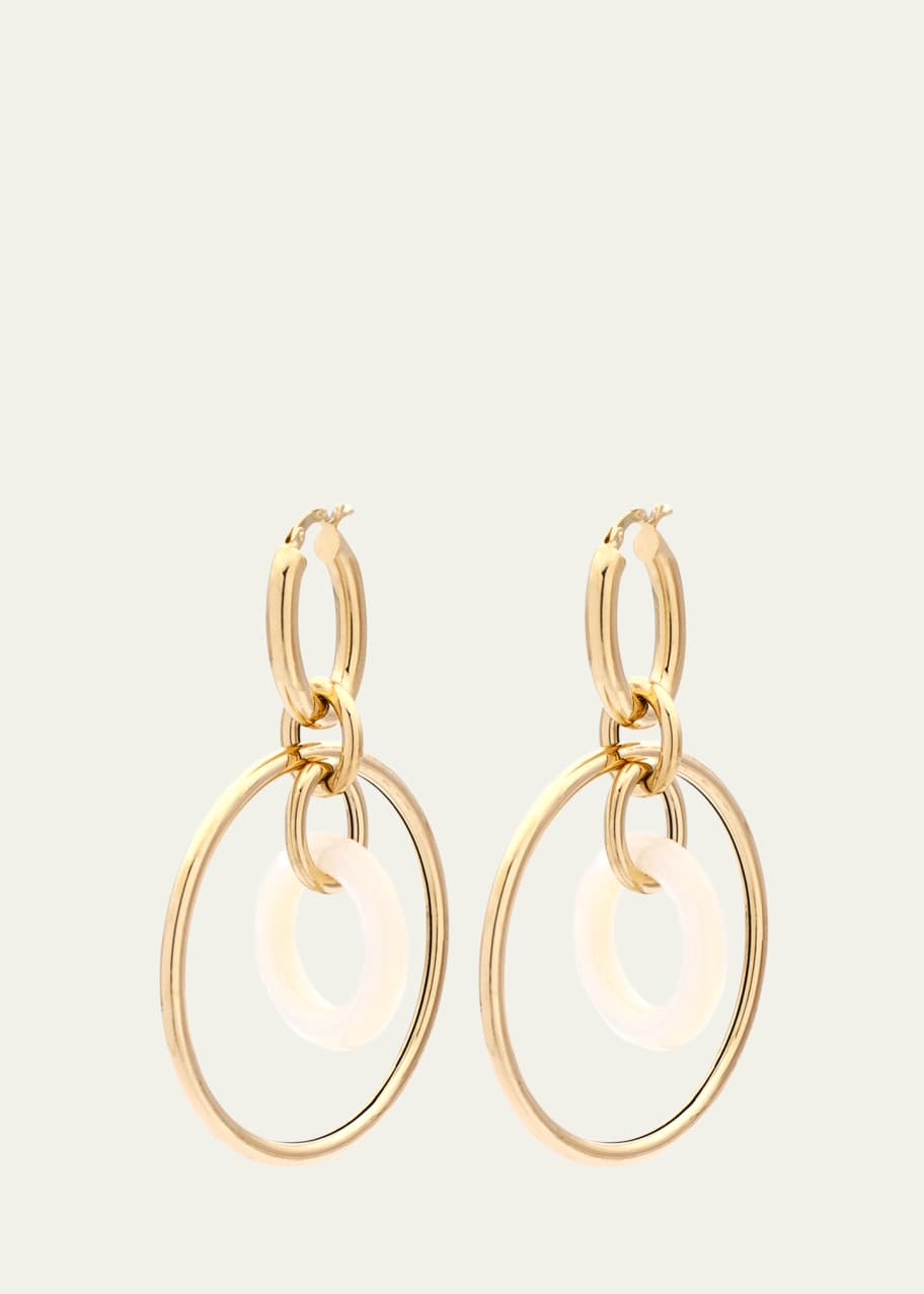 Image 1 of 1: 18K Yellow Gold Small Mother of Pearl Orbite Earrings