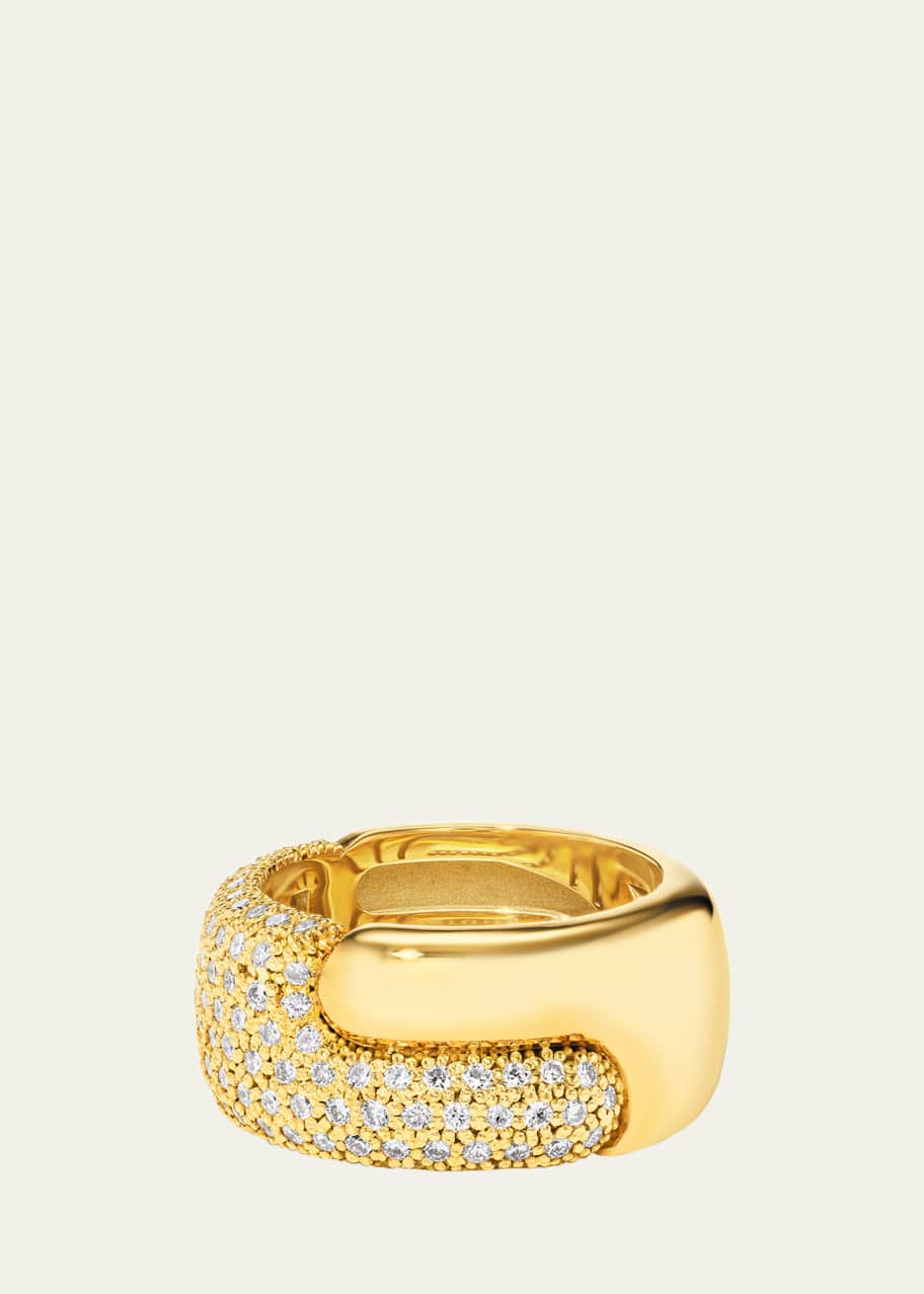 Image 1 of 1: 18K Yellow Gold Holos Wide Band with Diamonds