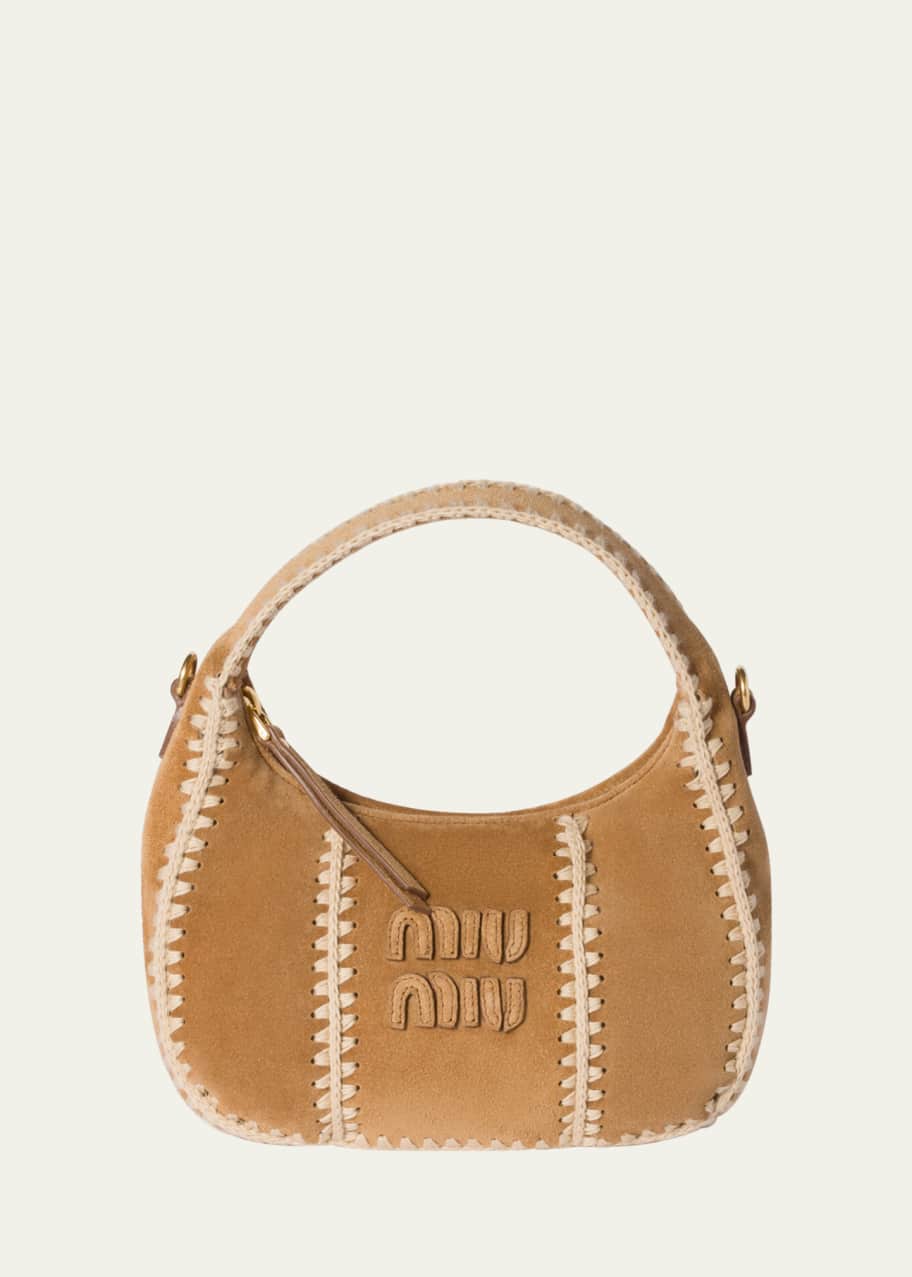 Miu Miu Wander Crochet Suede Shoulder Bag - Bergdorf Goodman