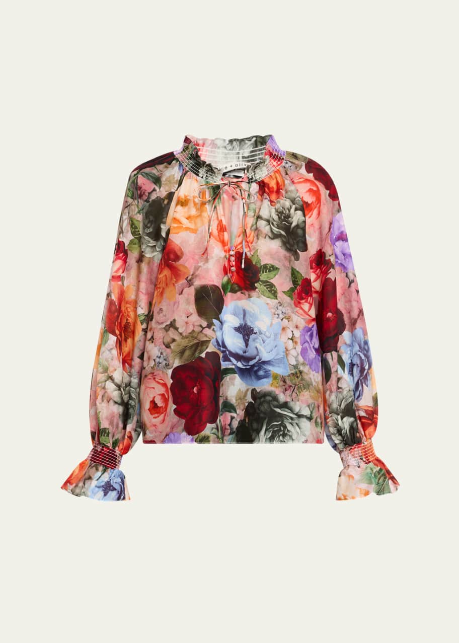 Alice + Olivia Norah Tie-Neck Peasant Blouse - Bergdorf Goodman