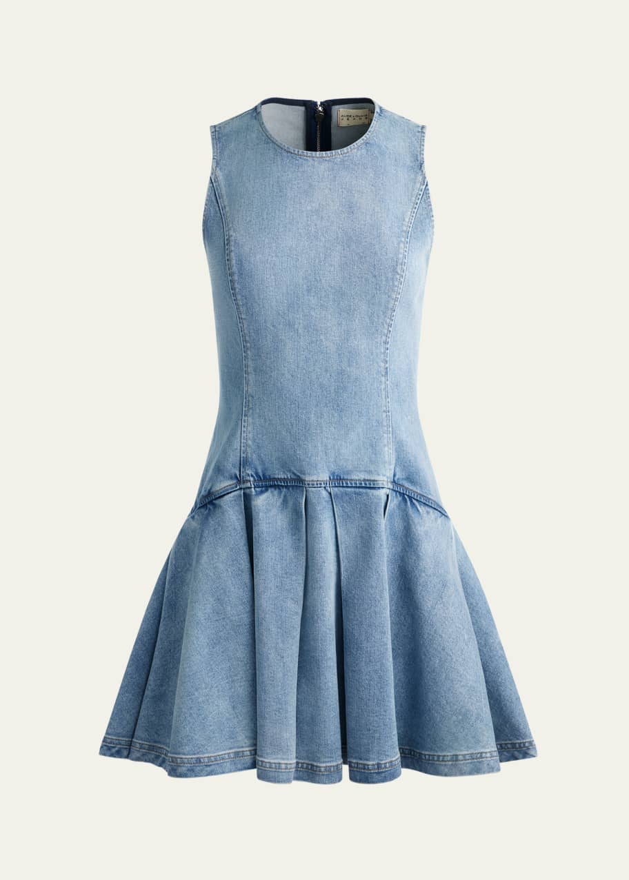 ALICE + OLIVIA Adley Sleeveless Drop-Waist Denim Mini Dress
