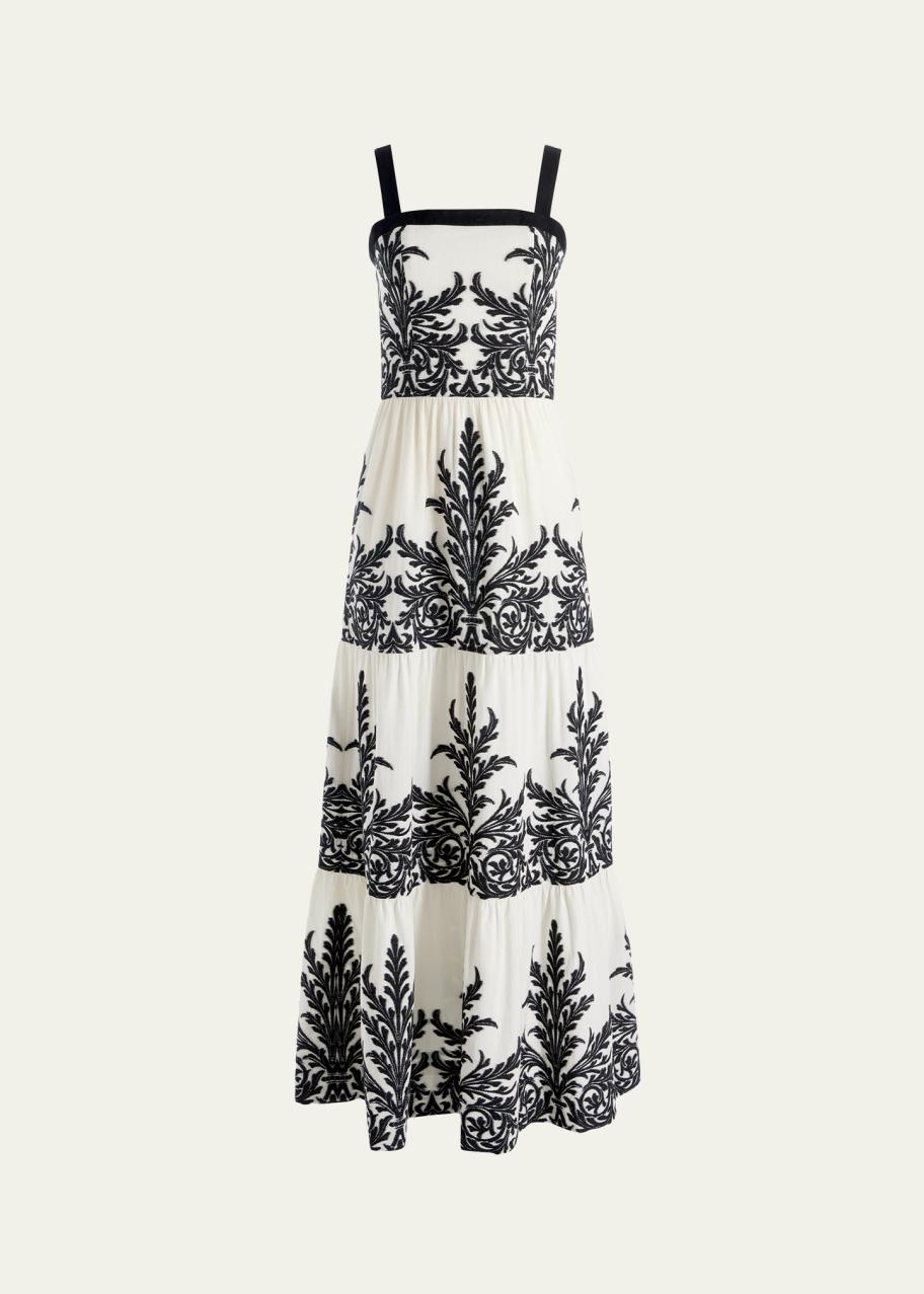 ♡極美品♡ Alice+Olivia デニム☆ゴージャスSUSYジャンプスー ALICE + OLIVIA Saige Embroidered Tiered Maxi Dress - Bergdorf Goodman