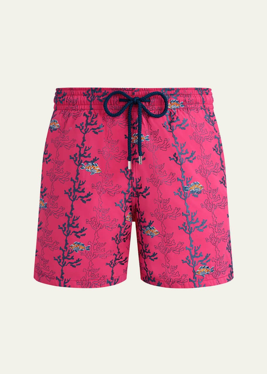 Vilebrequin Men's Embroidered Fish and Seaweed Swim Trunks