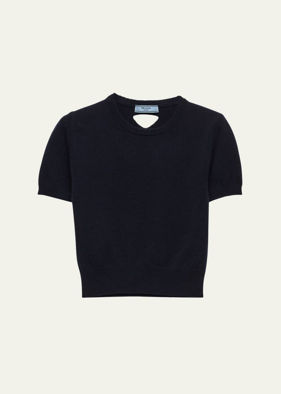 PRADA サマーニット Prada Short-Sleeve Cashmere Crop Sweater - Bergdorf Goodman