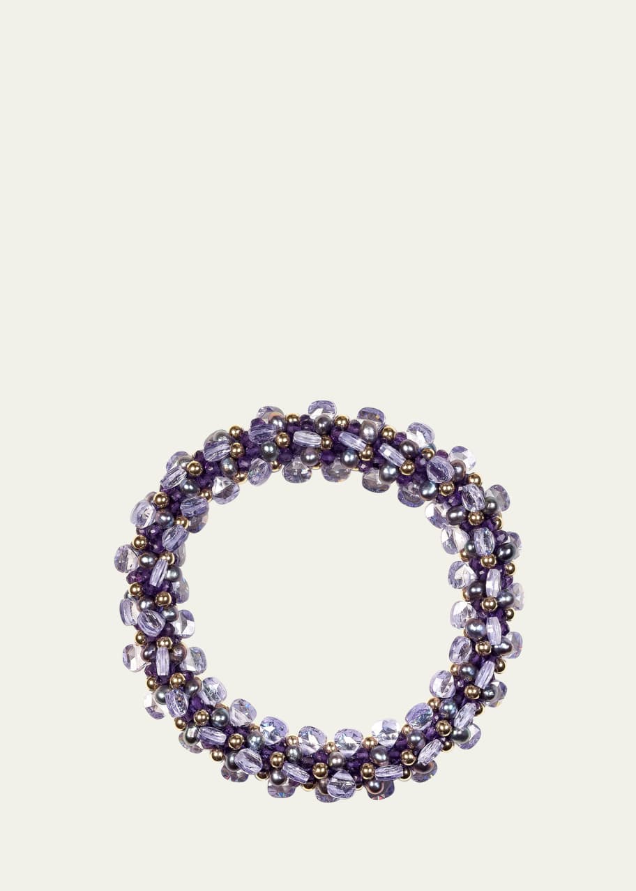 Image 1 of 1: 14K Yellow Gold Amethyst and Zircon Bracelet