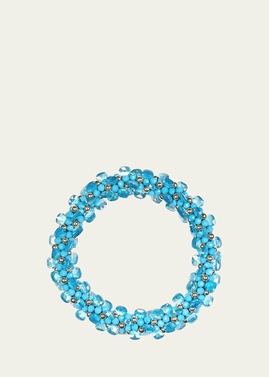Image 1 of 1: 14K Yellow Gold Turquoise and Zircon Bracelet
