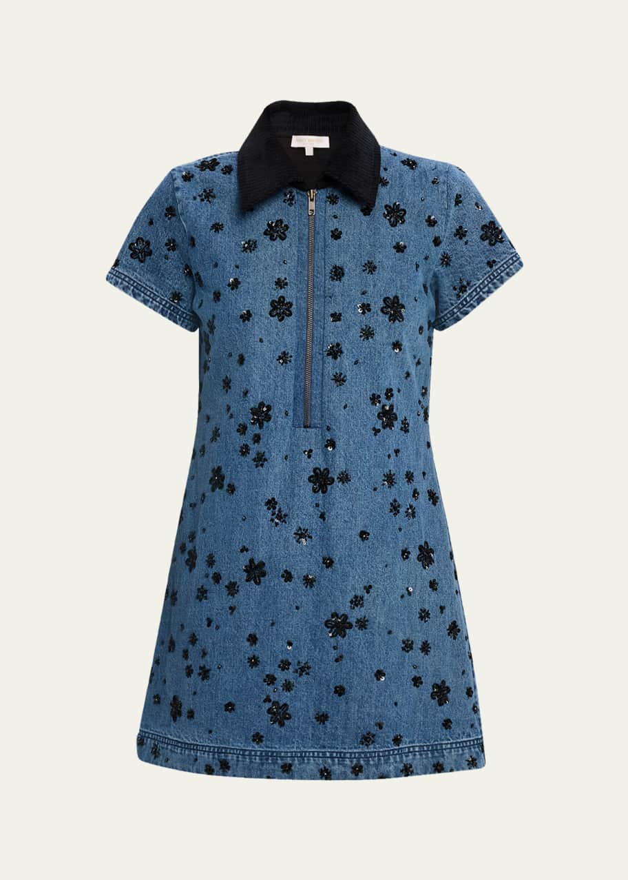 white christmas dresses Vegas Mini Dress ~ Embellished Rhinestone Denim – Show Me Your Mumu main image 0