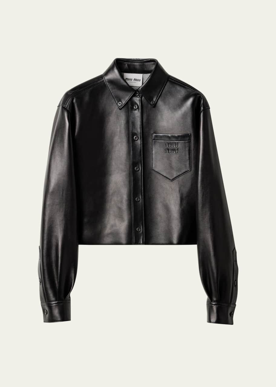 Miu Miu Leather Crop Shirt Jacket - Bergdorf Goodman