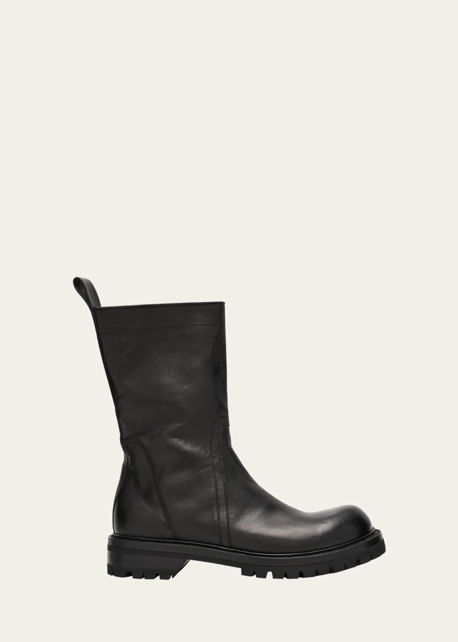 Rick Owens Men's Waxy Leather Creeper Boots - Bergdorf Goodman