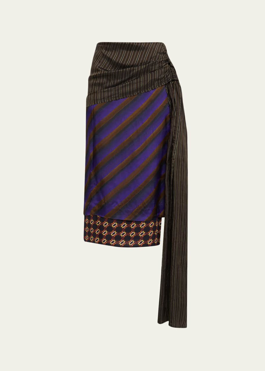 Dries Van Noten Senice Striped Drape Skirt - Bergdorf Goodman