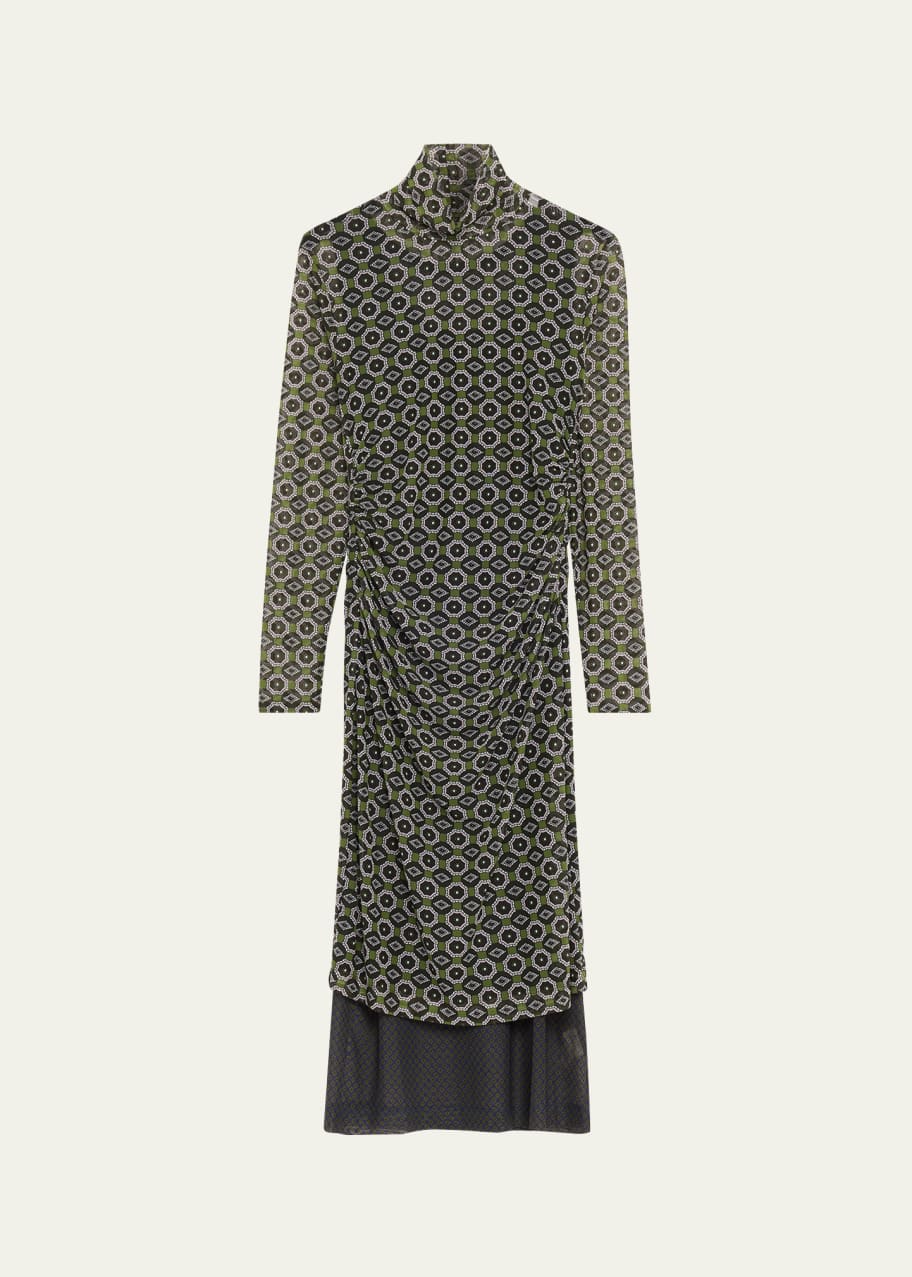 Dries Van Noten Hofes Turtleneck Sheer Layered Midi Dress - Bergdorf Goodman