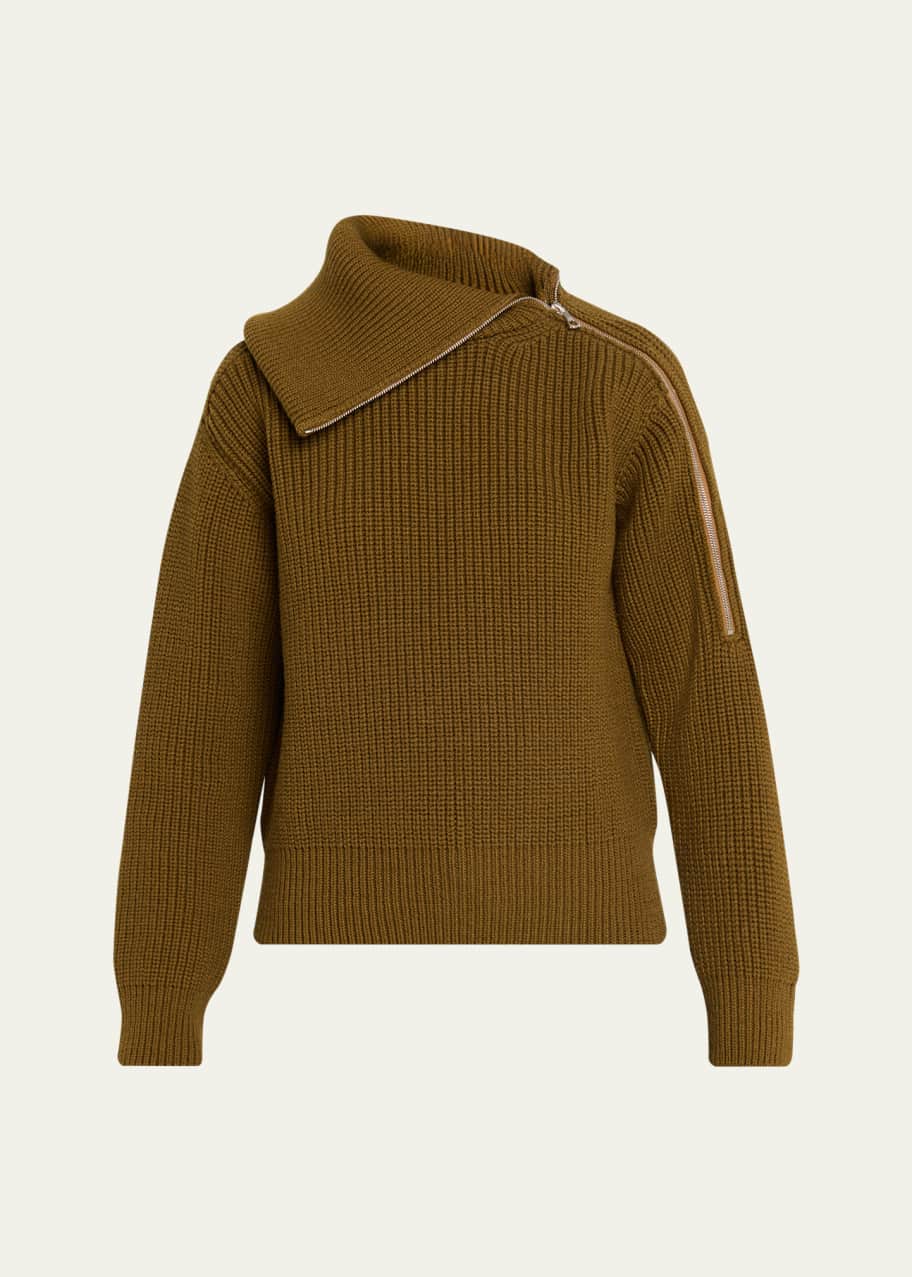 Dries Van Noten Talim Zipped Wool Turtleneck Sweater - Bergdorf