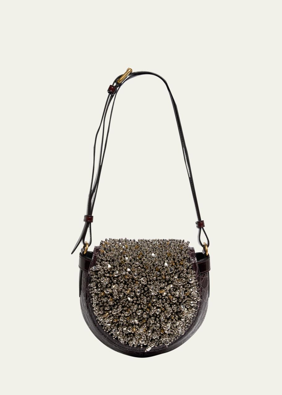 Dries Van Noten Arc Small Crystal Flap Leather Crossbody Bag