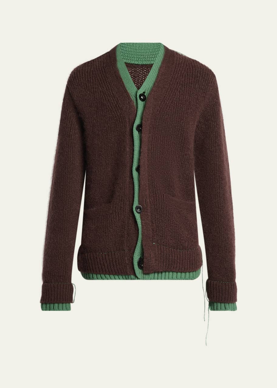 SACAI Men's Two-Tone Mohair Knit Cardigan - Bergdorf Goodman