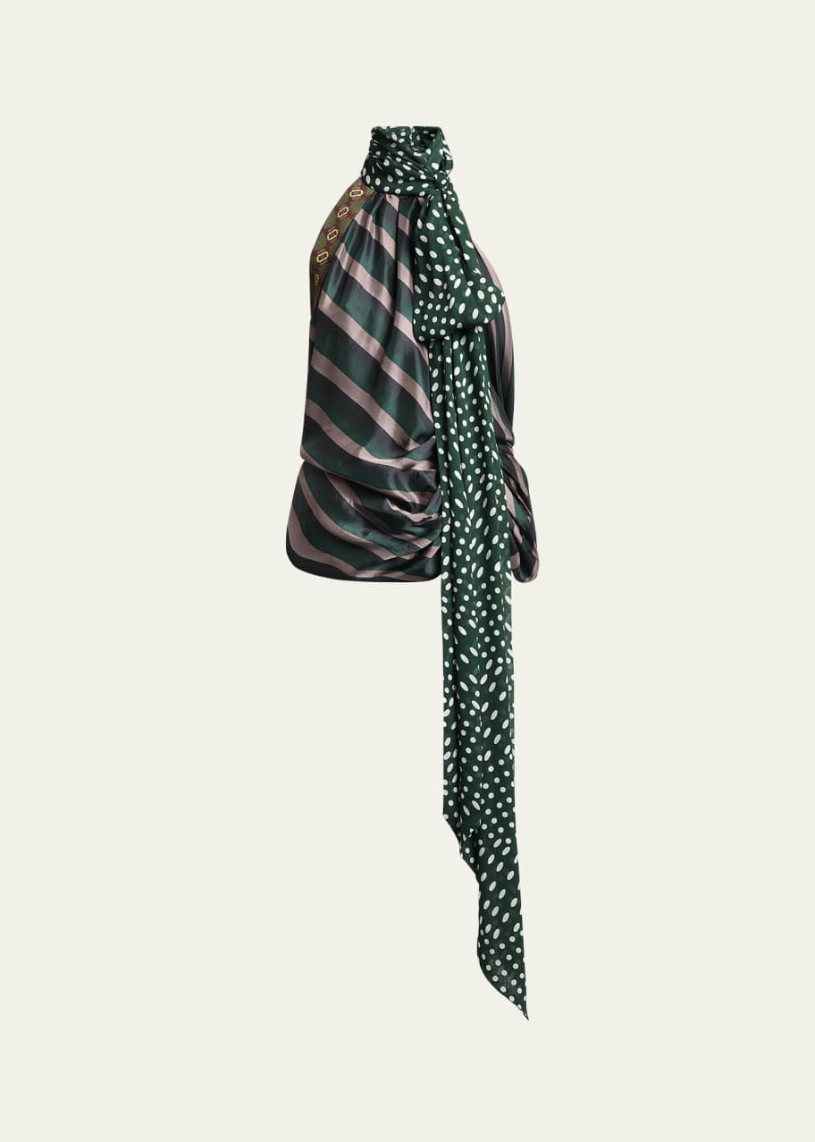 Dries Van Noten Multi-Print Neck-Scarf Halter Top - Bergdorf Goodman