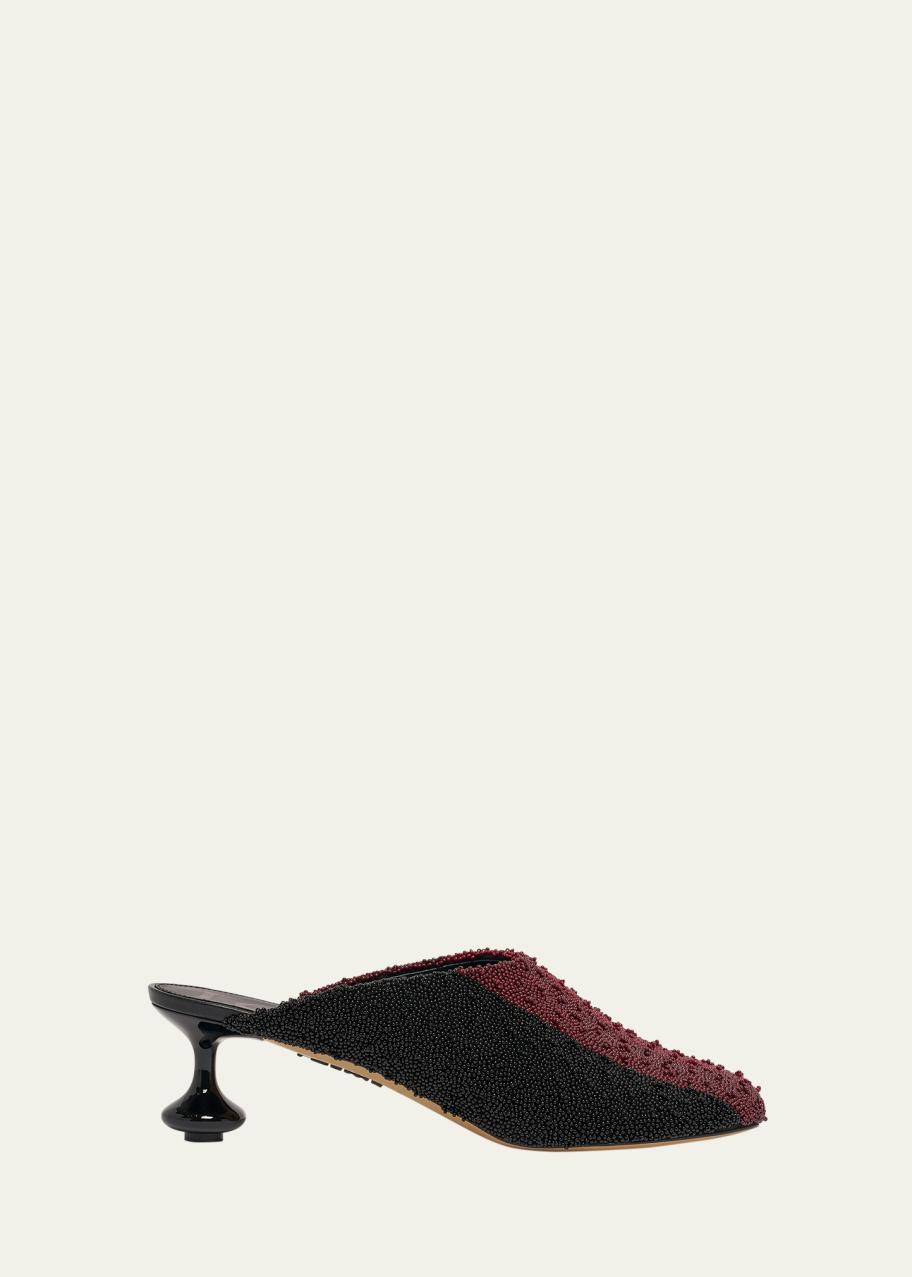 LOEWE x Albers Toy Embroidered Canvas Mules - Bergdorf Goodman