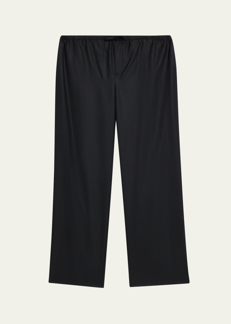 The Row Men's Xon Wool Flannel Relaxed-Fit Drawstring Pants