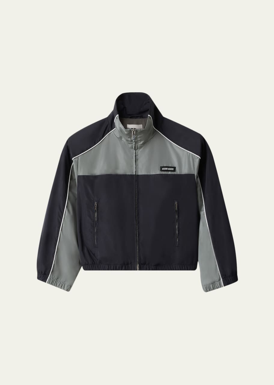 Miu Miu Cropped Technical Silk Colorblock Jacket - Bergdorf Goodman