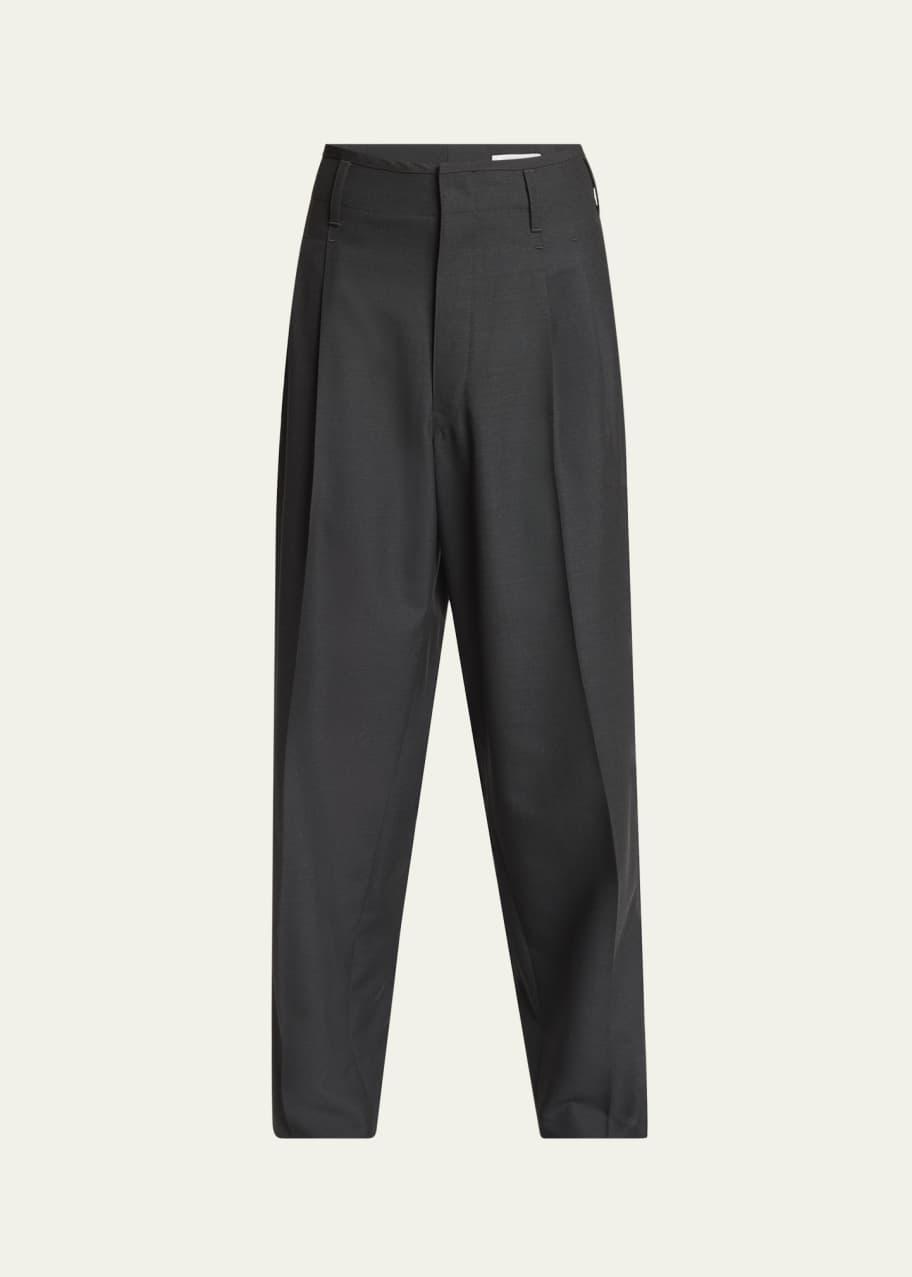 LEMAIRE Men's Tropical Polyester and Wool Pleated Pants - Bergdorf