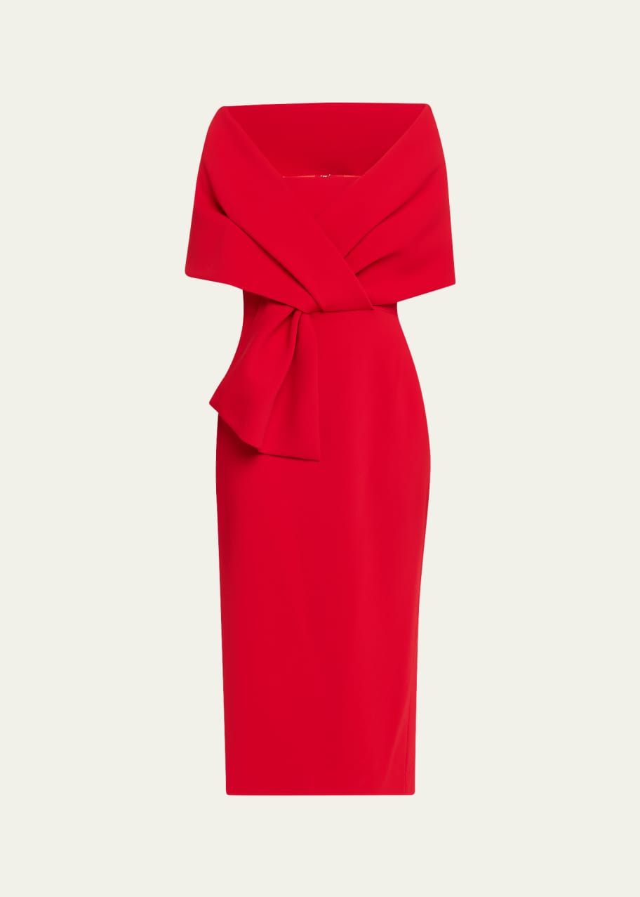 badgley mischka pleated a line midi dress Badgley Mischka Jewel Pleated Cotton Poplin Dress main image 0