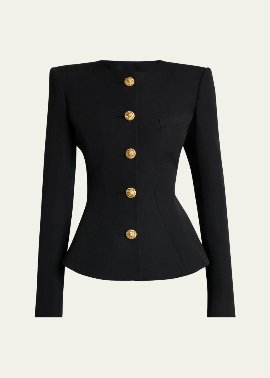 Balmain Single-Breasted Grain De Poudre Basque Jacket - Bergdorf Goodman