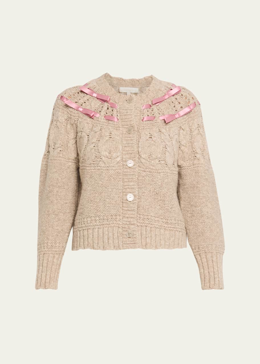 LoveShackFancy Clementian Alpaca-Blend Ribbon Cardigan - Bergdorf