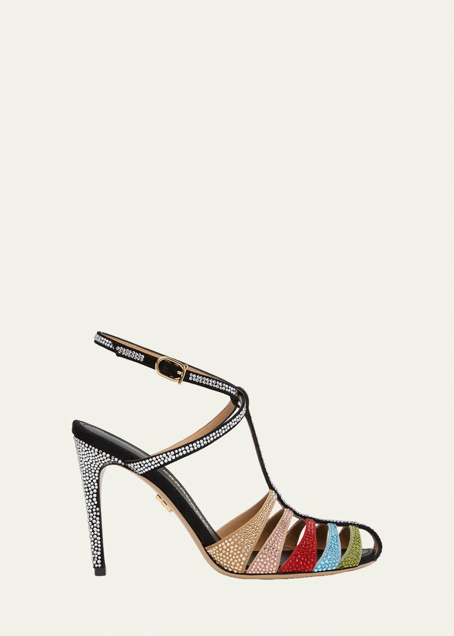 Ferragamo 95mm Lipa Rainbow Embellished Suede Pumps - Bergdorf Goodman
