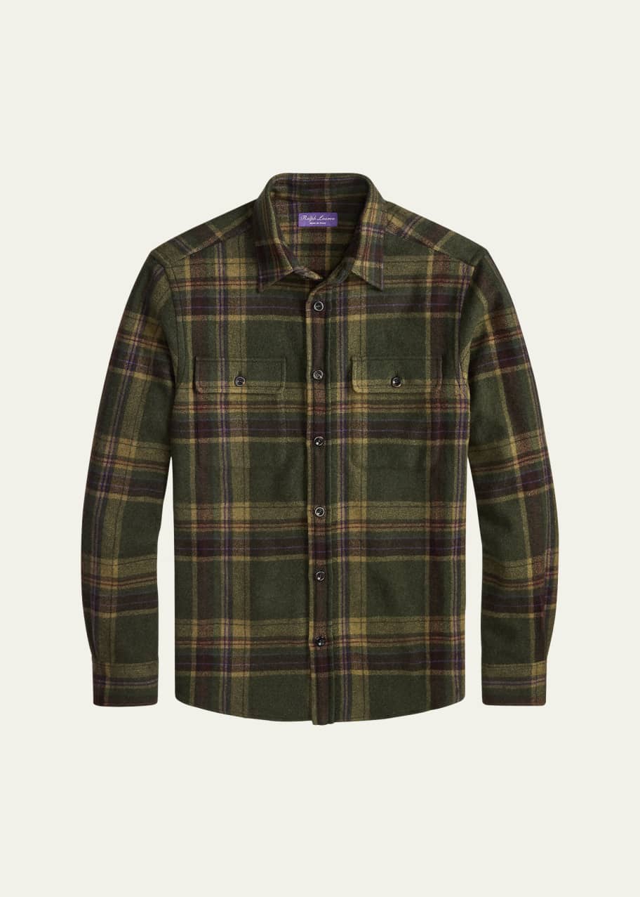 Ralph Lauren Purple Label Men's Cashmere Plaid Overshirt