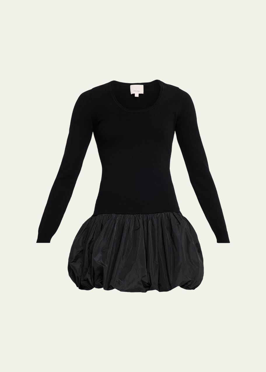 princess polly baby blue dress AiiRZ Sweetheart Neckline Long Sleeve Ruched Mini Dress Bubble Hem Party Club Evening Winter Fashion Small Black Dress,M main image 1