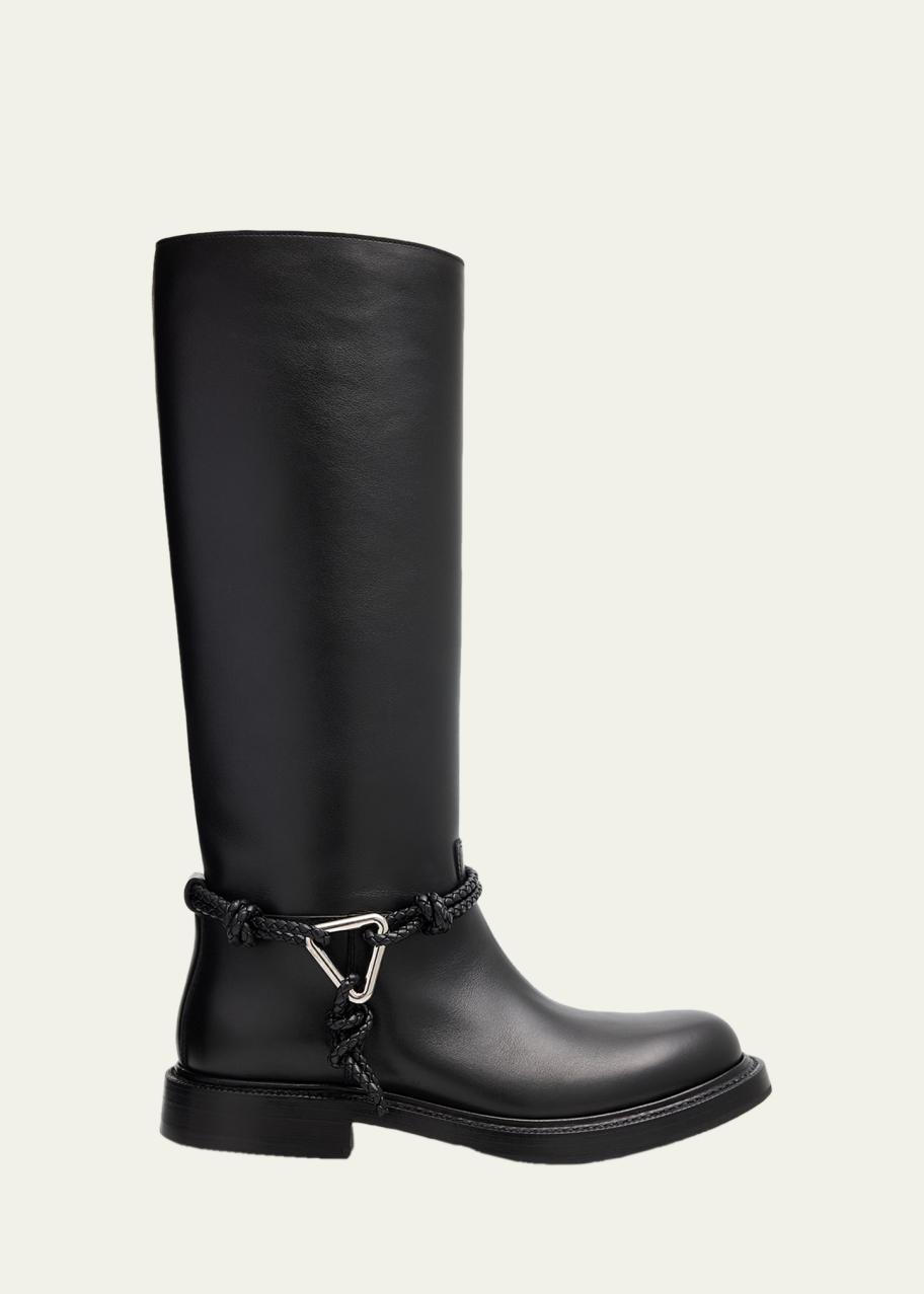 [美品]BOTTEGA VENETA レザーロングブーツ 黒　41 Bottega Veneta James Leather Knee-High Riding Boots - Bergdorf Goodman
