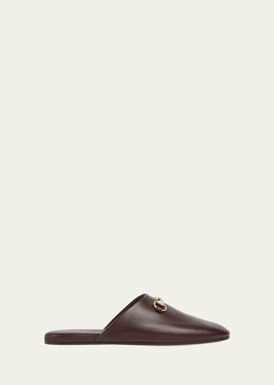 Gucci Annette Leather Flat Mules - Bergdorf Goodman