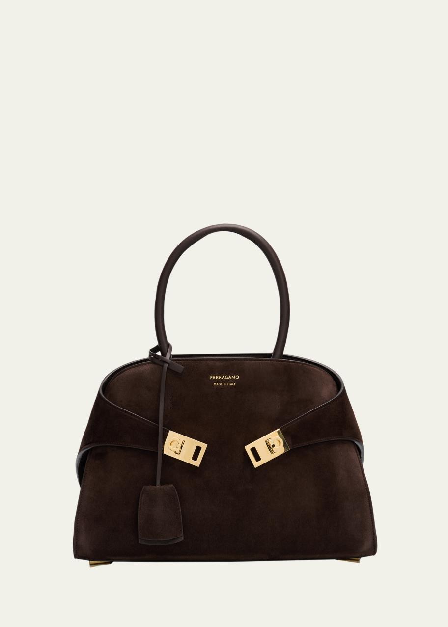 FERRAGAMO Hug Medium Suede Handbag - Bergdorf Goodman