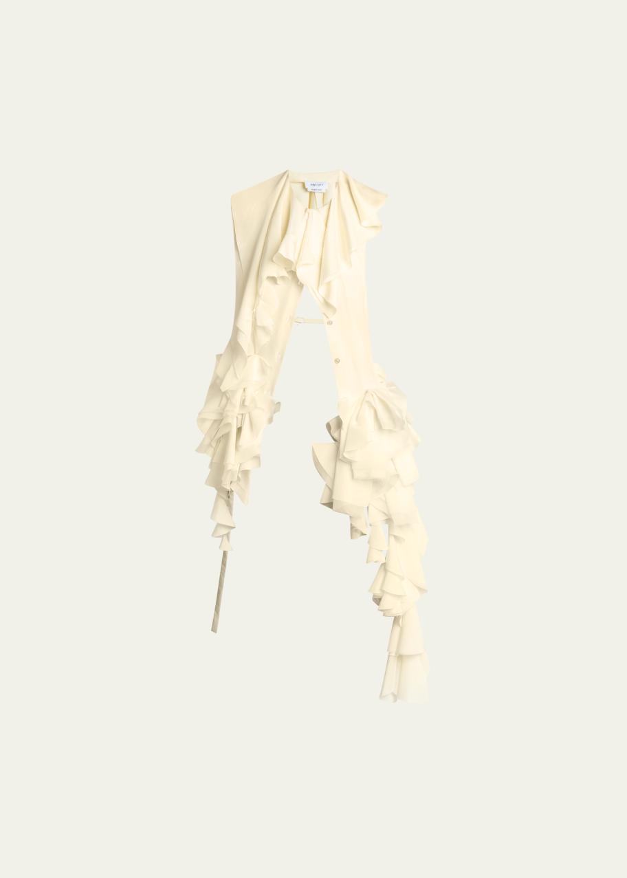 McQueen Backless Ruffle Silk Gown - Bergdorf Goodman