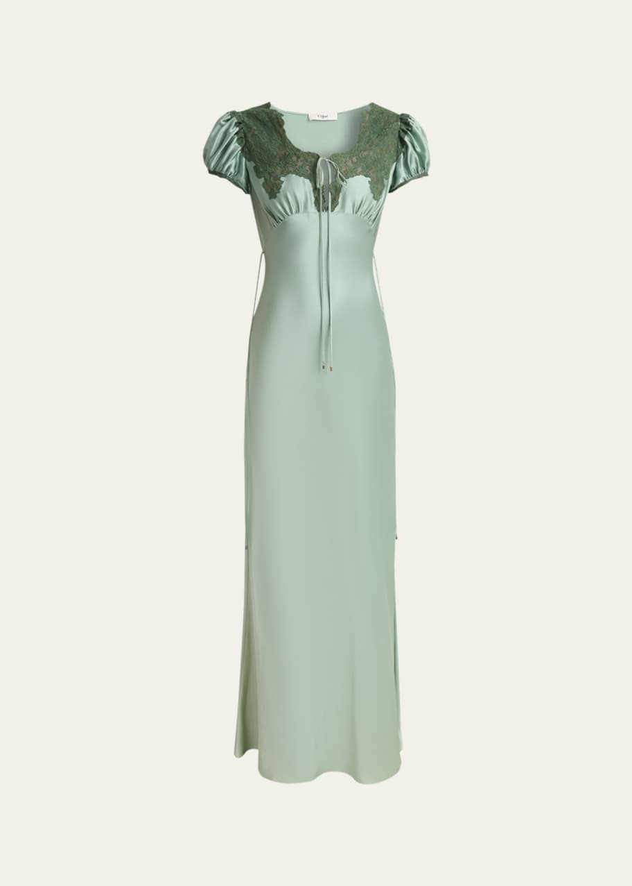 green satin puff sleeve dress Green Puff Sleeves Bow Tie Back Two-Piece Aline Long Prom Dress with S –  Dreamdressy