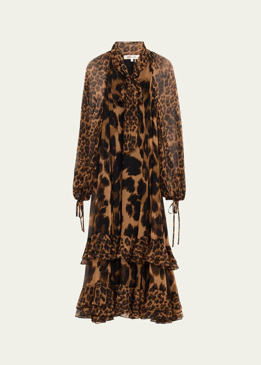 Diane von Furstenberg Nadine Leopard-Print Silk Chiffon Midi Dress