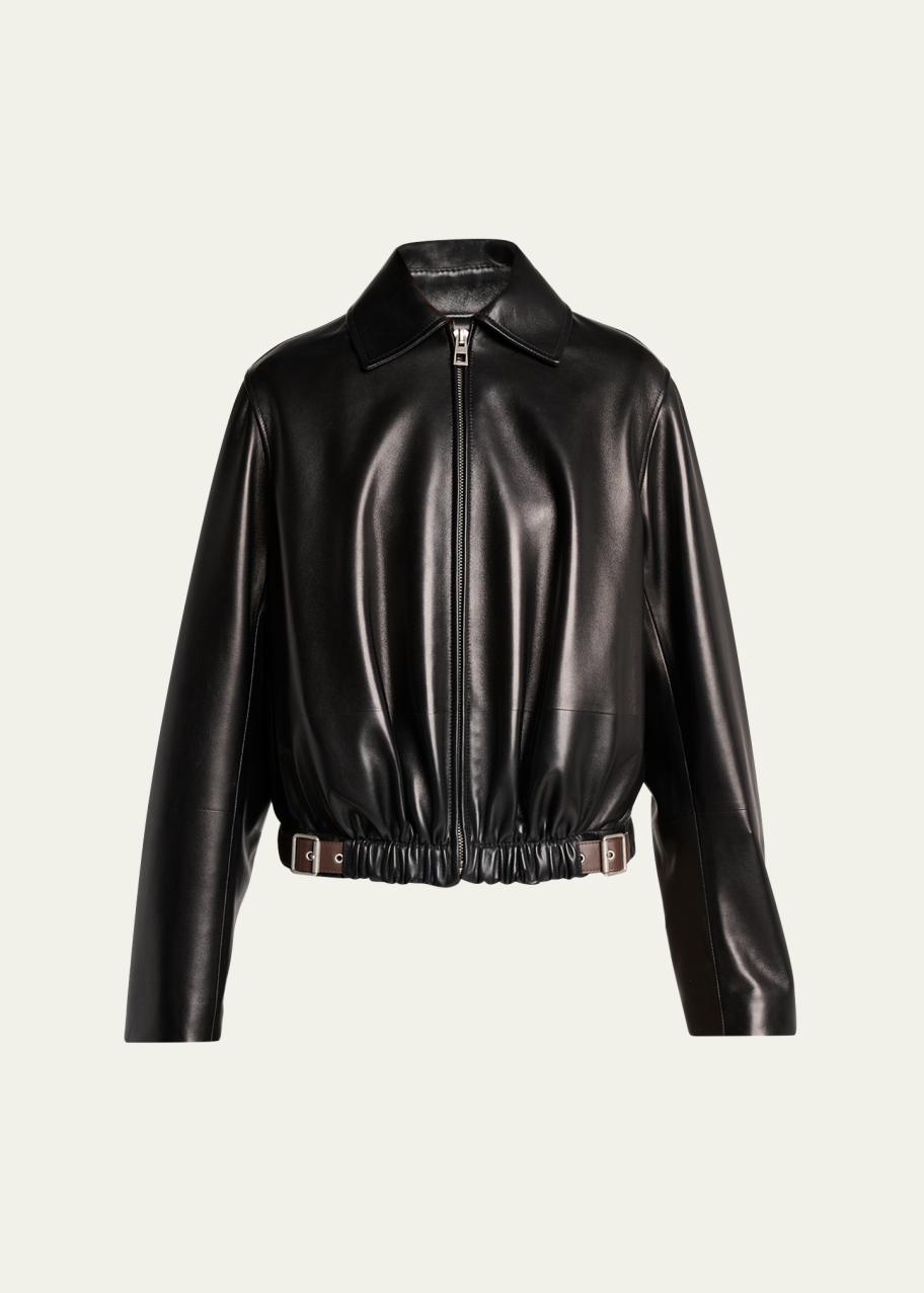 LOEWE Buckle Leather Balloon Jacket - Bergdorf Goodman