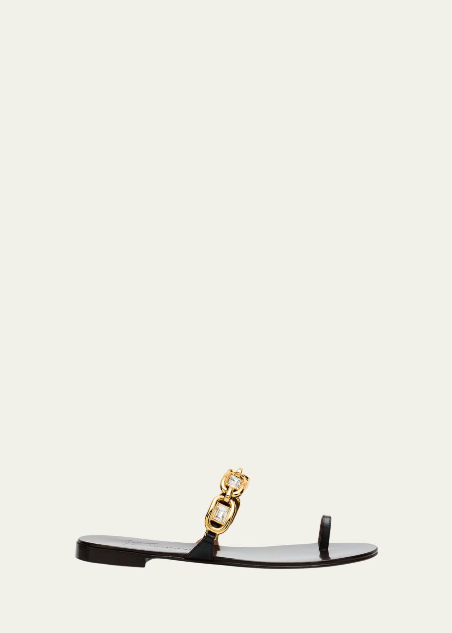Giuseppe Zanotti Jewel Chain Leather Toe-Ring Sandals - Bergdorf