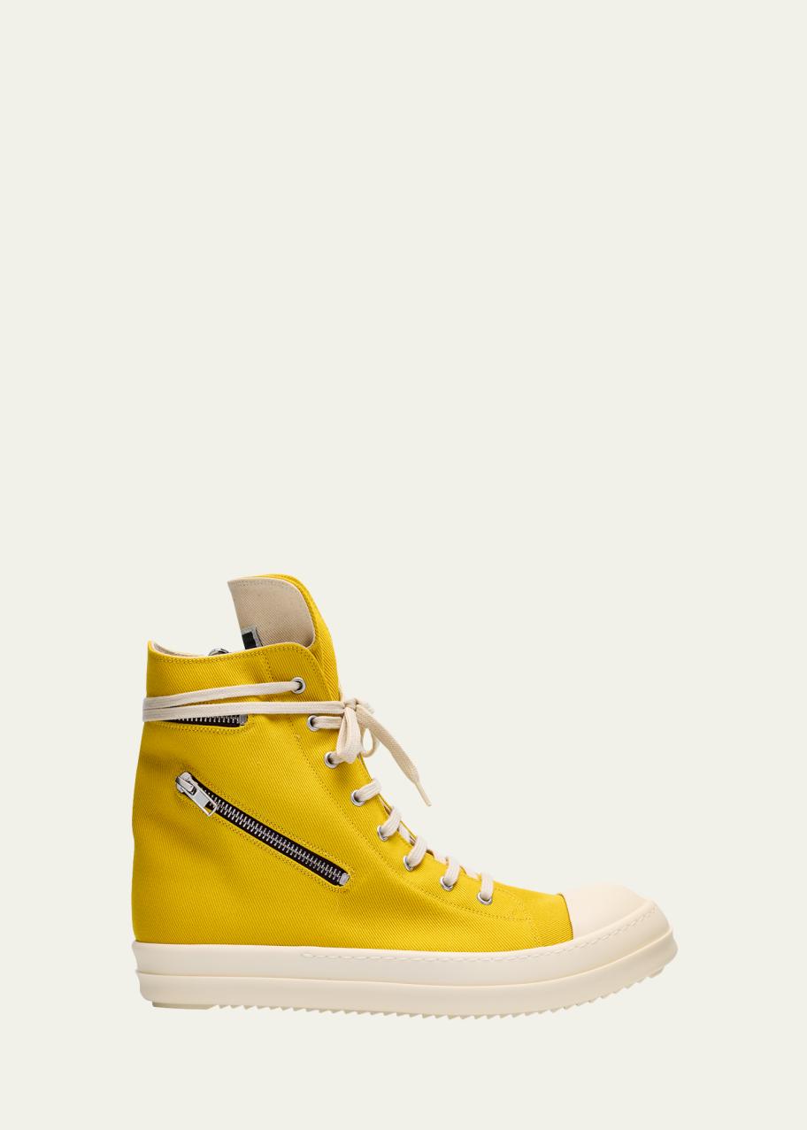 DRKSHDW RICK OWENS Men's Cargo Sneaks Denim High-Top Sneakers