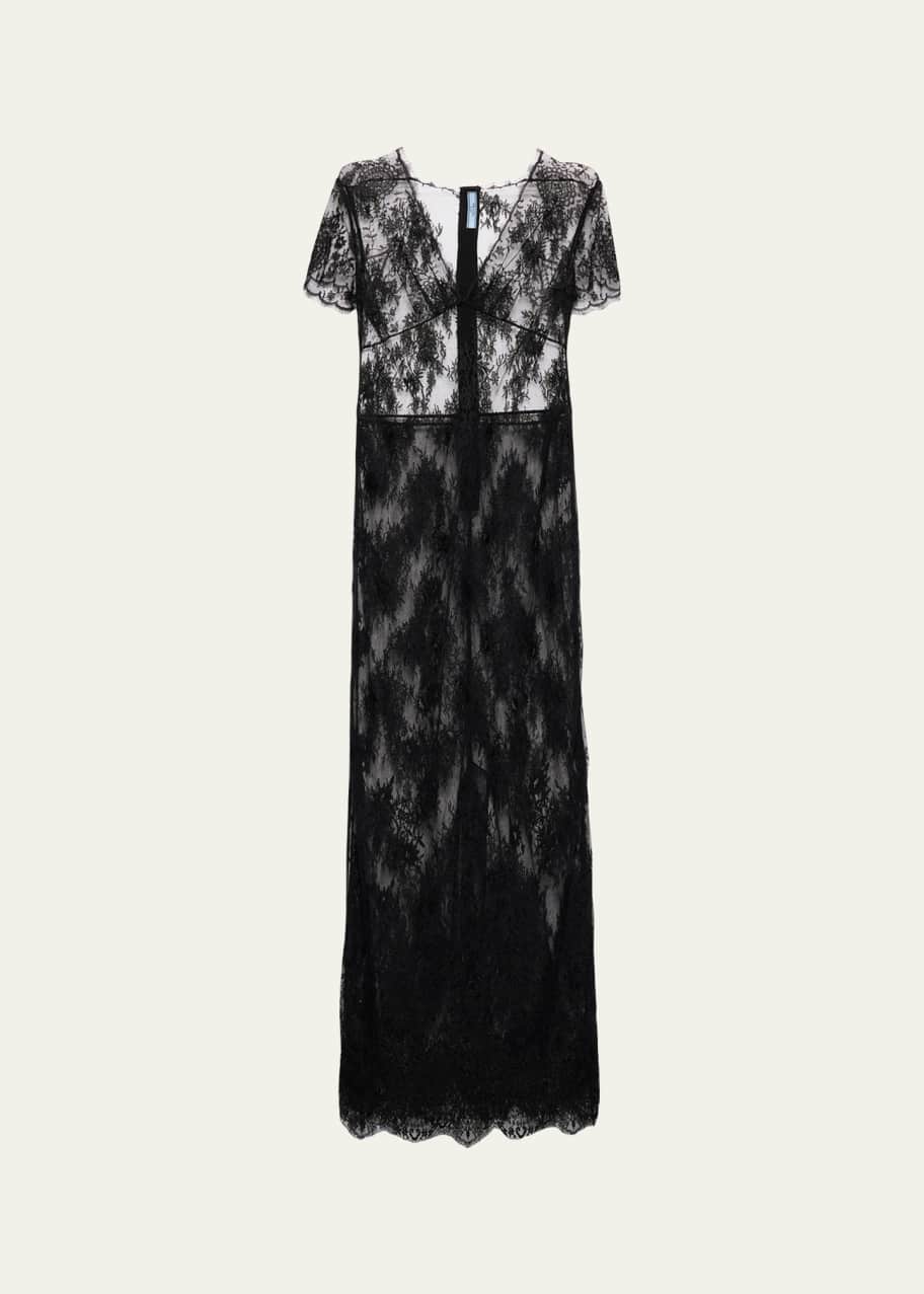 Prada Short-Sleeve Lace Dress - Bergdorf Goodman