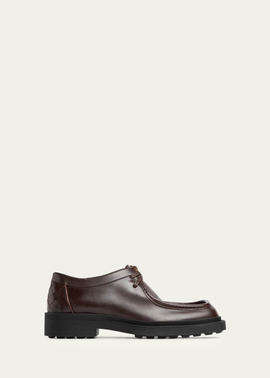 Bottega Veneta Men's Ben Intrecciato-Back Leather Derby Shoes