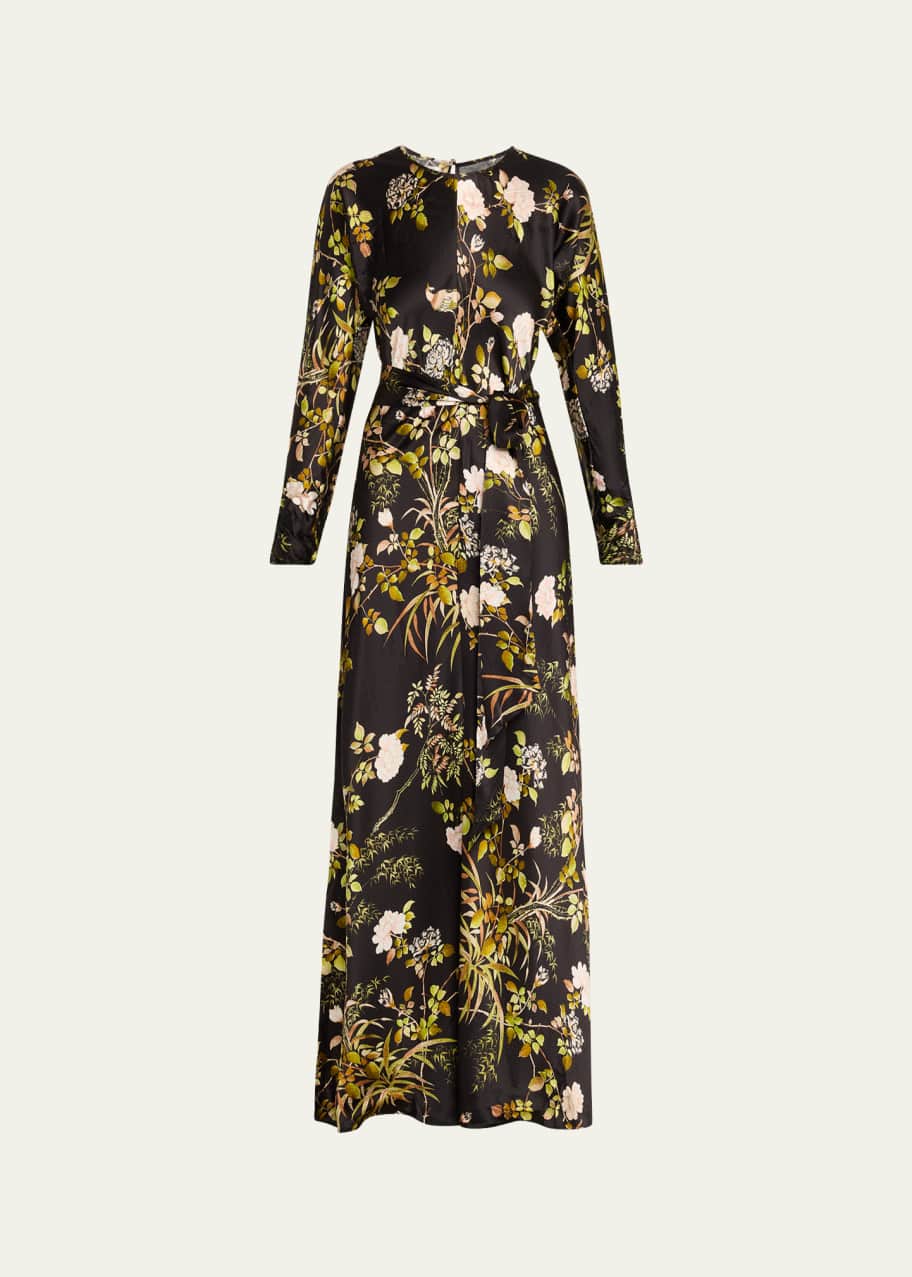 Cara Cara Montgomery Floral Silk Tie-Waist Maxi Dress - Bergdorf Goodman