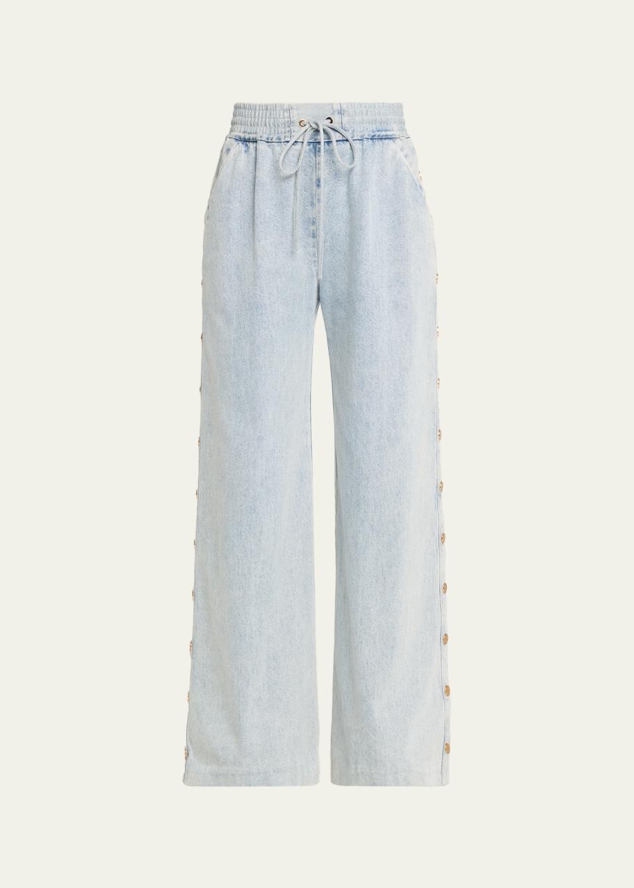 パンツ 5 1/2 SOFT DRAWSTRINGDENIM Zimmermann Denim Drawstring Snap Pants - Bergdorf Goodman