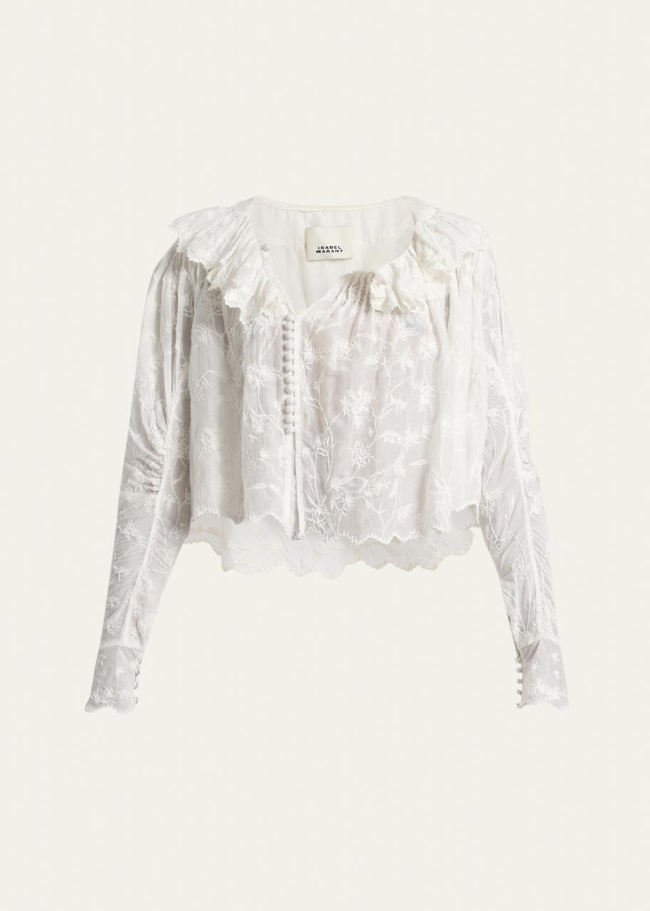 Isabel Marant Zelly Embroidered Button-Front Blouse - Bergdorf Goodman