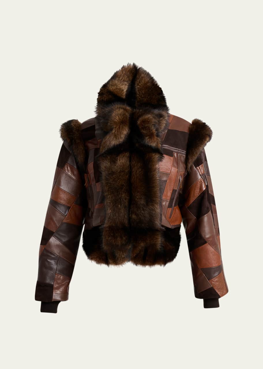 Chloe Patchwork Leather Fur-Trimmed Jacket - Bergdorf Goodman