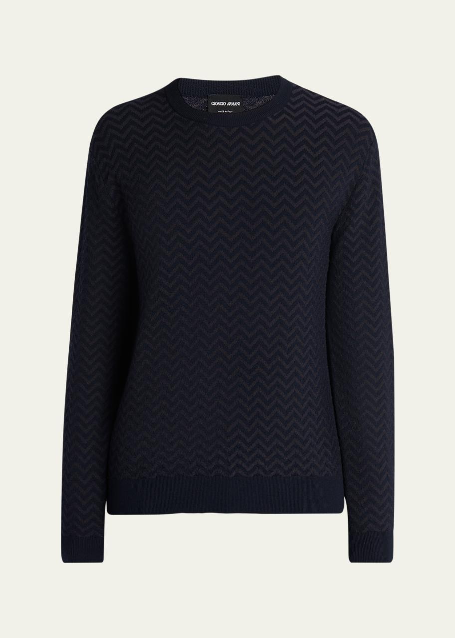 Giorgio Armani Men's Bicolor Chevron Crewneck Sweater - Bergdorf Goodman