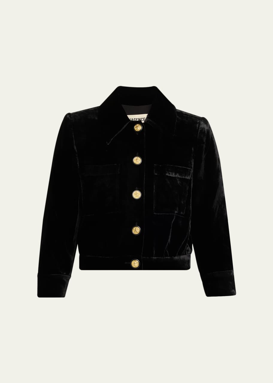 L'Agence Jia Cropped Velvet Jacket - Bergdorf Goodman