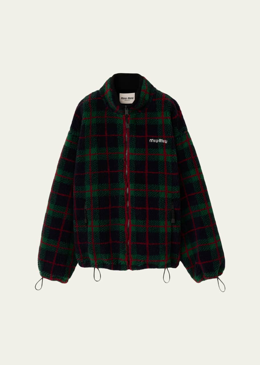 Miu Miu Check Fleece Zip Jacket - Bergdorf Goodman