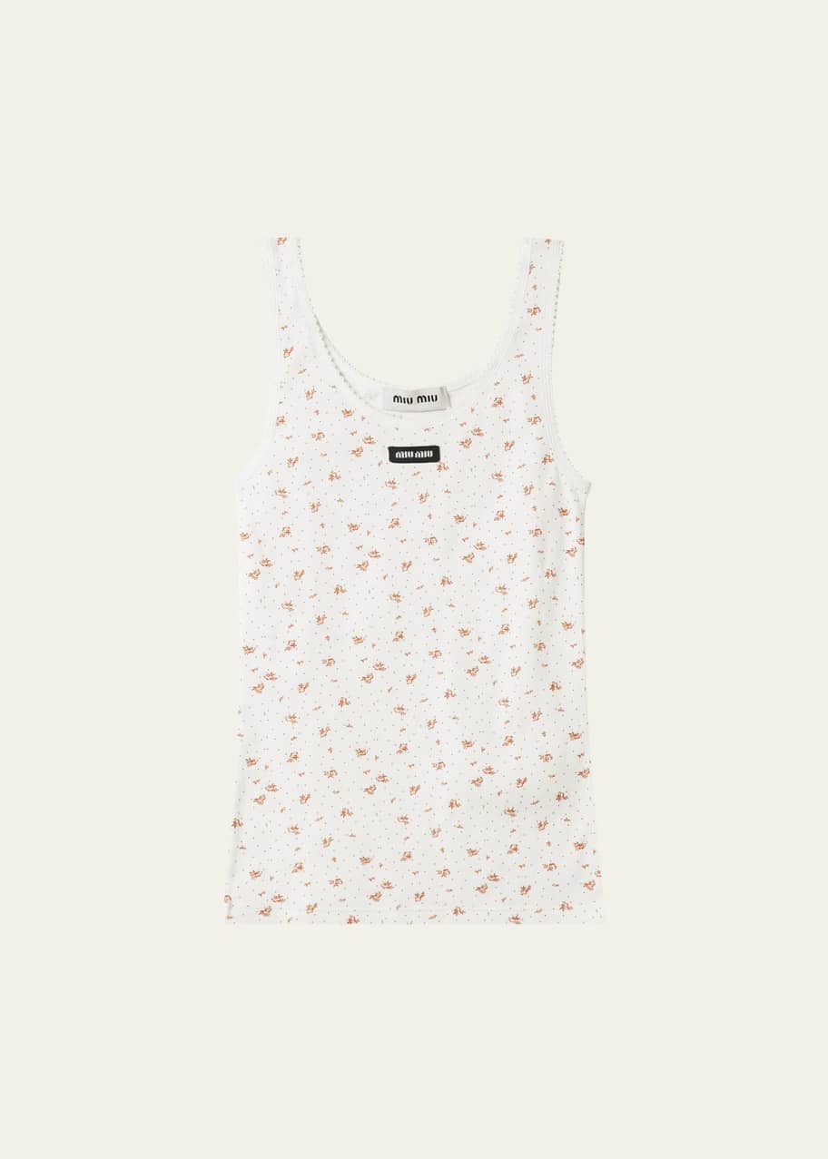 Miu Miu Floral Scallop-Trim Tank Top - Bergdorf Goodman
